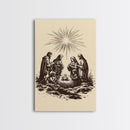 Nativity Scene Canvas Print - Framed Canvas - Minimalist Christmas Art - Boho Christmas Art - Rustic Christmas Art - Nativity Painting