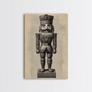 Vintage Nutcracker Canvas Print - Framed Canvas - Minimalist Christmas Art - Boho Christmas Art - Rustic Christmas Art