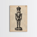Retro Nutcracker Canvas Print - Framed Canvas - Minimalist Christmas Art - Boho Christmas Art - Rustic Christmas Art