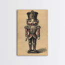Christmas Nutcracker Canvas Print - Framed Canvas - Minimalist Christmas Art - Boho Christmas Art - Rustic Christmas Art