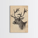 Christmas Reindeer Canvas Print - Framed Canvas - Minimalist Christmas Art - Boho Christmas Art - Rustic Christmas Art