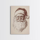 Santa Portrait Canvas Print - Framed Canvas - Minimalist Christmas Art - Boho Christmas Art - Rustic Christmas Art