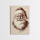 Vintage Santa Painting Canvas Print - Framed Canvas - Minimalist Christmas Art - Boho Christmas Art - Rustic Christmas Art
