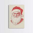 Reto Santa Portrait Canvas Print - Framed Canvas - Minimalist Christmas Art - Boho Christmas Art - Rustic Christmas Art - Santa Painting