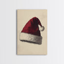 Santa's Hat Canvas Print - Framed Canvas - Minimalist Christmas Art - Boho Christmas Art - Rustic Christmas Art