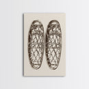 Vintage Snow Shoes Canvas Print - Framed Canvas - Minimalist Christmas Art - Boho Christmas Art - Rustic Christmas Art