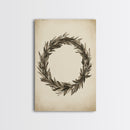 Vintage Wreath Canvas Print - Framed Canvas - Minimalist Christmas Art - Boho Christmas Art - Rustic Christmas Art