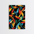 Fall Leaves Abstract Art Print, Wood Framed Art, Retro Mid-Century Modern Botanical Pattern Wall Art Print, 1950s Style Home Decor