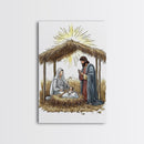 Retro Nativity Painting Print, Christmas Wall Art, Jesus in his Manger, Nativity Wall Art, Rustic Christmas Decor