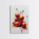 Cherry Wall Art Canvas Print, Cherry Painting, Kitchen Food Decor, Kitchen Wall Art, Original Cherry Painting, Home Decor For Kitchen