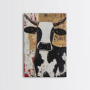 Moo Cow Wall Art, Wabi Sabi Canvas Print, Japanese Style Decor, Minimalist Cow Wall Art, Farmhouse Decor