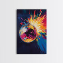 Trendy Disco Ball Poster Canvas Print, Wood Framed Canvas Print, Mirrorball Painting, Disco Ball Wall Art, Disco Decor, Dance Studio Decor