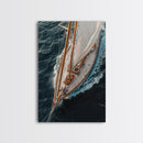 Bird's Eye View Of A Sailboat, Framed Canvas Print, Sail Boat Photography Print, Sailboat Painting, Nautical Decor, Nautical Wall Art