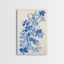 Blue Floral Print, Chinoiserie Wall Art, Framed Canvas, Canvas Art Home Decor, Chinoiserie Style Painting