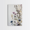 Retro Floral Decor Framed Canvas Print Modern Farmhouse Minimalist Wildflowers Painting Botanical Wall Art