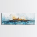Horizontal Painting Print of Nantucket, Framed Canvas, Nautical Wall Art, Seascape landscape painting, Panoramic Nantucket Wall Art