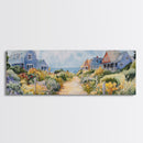 Panoramic Painting Print of Nantucket, Framed Canvas, Nautical Wall Art, Seascape landscape painting, Horizontal Nantucket Wall Art