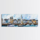 Nantucket Massachusetts Wall Art Framed Canvas Print, Nantucket Painting, Nantucket Nautical Decor, Nautical Landscape Painting