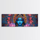 Krishna Painting Print, Ready To Hang Canvas Wall Art, Radha Krishna Art, Panoramic Art, Extra Wide Horizontal Art, Hinduism Wall Art