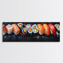 Retro Sushi Painting Print, Canvas Art, Kitchen Decor, Dining Room Decor, Eclectic Home Decor, Food Lover Gift, Japanese Style Decor