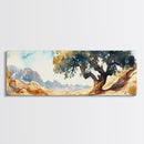 Huge Living Room Wall Art Painting of Joshua Tree, Framed Canvas Print, Oversized Horizontal Panoramic Art, Desert Painting