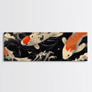Wabi Sabi Boho Painting Print of Ko Fish, Japanese Style Decor, Panoramic Horizontal Wall Art, Extra Wide 70 Inch Wall Art, 72 Inch Wide Art