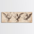 Painting of 3 Angels Canvas Print, Guardian Angels Wall Art, Angel Sketch, Angel Painting, Angelic Home Decor, Extra Wide Wall Art