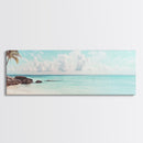 Panoramic Beach Photography Style Canvas Print, Beach House Wall Art, Beach Painting Print, Nautical Decor, Seascape Painting, Boho Art