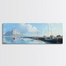 Morro Bay Panoramic Print, Nautical Landscape Painting, Canvas Print, Seascape Panoramic Painting, Seascape Landscape Wall Art Home Decor