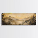 Fog Over The Blue Ridge Mountains Watercolor North Carolina Landscape Wall Art, Appalachian Highlands Canvas Print Nature Fine Artwork