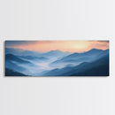 Morning Fog Over the Blue Ridge Mountains, Framed Canvas Print, Landscape Nature Wall Art, Painting Canvas Print, Mountain Painting Art