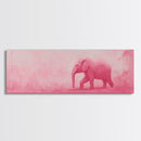 Preppy Pink Elephant Framed Canvas Print Ready To Hang Panoramic Wall Art Girl's Dorm Room Wall Art Ready To Hang