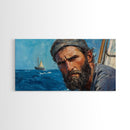 Fisherman at Sea Framed Canvas Print, Fisherman Oil Painting Style Print, Victorian Style Oil Painting Of a Fisherman, Fishing Gift Idea
