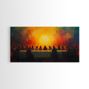 Scenic Depiction Of The Last Supper Framed Canvas Print - Jesus Art, Bible Wall Art, Christian Faith Home Decor, Last Supper Oil Painting