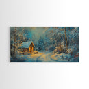 Above Mantle Christmas Wall Art, Framed Canvas Print, Cabin Art, Wall Art For Cabin, Winter Landscape Painting, Winter Themed Home Decor