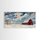 Rustic Barn Wall Art, Panoramic Farmhouse, Farmhouse Wall Decor, Old Barn Painting Canvas Print, Wood Background Rustic Wall Decor