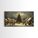 Christmas Village Framed Canvas Print Winter Decor, Canvas Wall Art, Victorian Christmas Oil Painting, Christmas Village Art