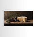 Still Life of FIgs and Cheese - Framed Canvas Print Ready To Hang Wall Art - Oil Painting Of Cheese, Cheese Painting, Kitchen Art