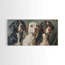 Cute Hunting Dogs Framed Canvas Print, Hunting Dogs Oil Painting, Modern Farmhouse, Traditional Home Decor, Rustic Wall Art, Dog Lover Gift
