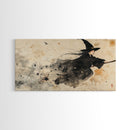 Wabi Sabi Witch Rides Her Broom - Framed Canvas Print - Witch Painting - Witchy Wall Art - Witch Decor