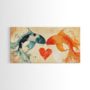Cute Koi Fish Kissing - Couple Gift Idea - Framed Canvas Print - Valentine's Day Wall Art - Wall Art For Couples - Engagement Gift Idea