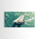 Bird's Eye View of a Sailboat Nautical Painting Print, Framed Canvas Art, Statement Piece, Nautical Centerpiece Wall Art