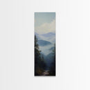 Misty Mountain Fog Framed Canvas Print Peaceful Nature Landscape Painting, Smoky Mountain Art, Above Bed Wall Art, Blue and Green Wall Art, Guest Room Art