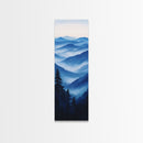Blue Misty Mountains Framed Canvas Print Calming Nature Landscape Art, Smoky Mountain Art, Blue and Green Wall Art, Minimalist Decor, Bedroom Art