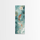 Wabi Sabi Koi Fish Framed Canvas Print, Koi Fish Painting, Elegant Art, Tall Art, Narrow Art, Accent Piece, Japanese Style Art