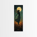 Moonlight goddess painting mystical framed canvas print, ethereal night scene, boho wall art, spiritual bedroom decor, wildflower moon art