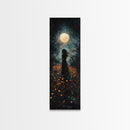 Moonlight silhouette painting mysterious framed canvas print, dark romance art, moonlit field wall decor, spiritual night scene art
