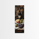 Framed Canvas Print Wine Cheese Fruit Kitchen Painting Rustic Wall Art Farmhouse Decor Food Review Kitchen Art