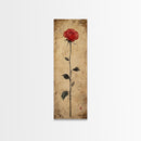 Framed Canvas Print of Elegant Red Rose, Botanical Art, Rustic Wall Art, Gift Idea, Minimalist Nature Art, Above Bed Wall Art