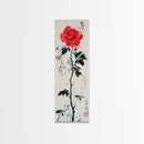 Canvas Print of Asian Style Red Rose, Art Nouveau Print, Botanical Art, Above Sofa Decor, Elegant Home Decor, Floral Wall Art